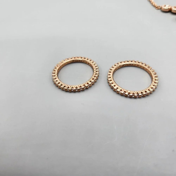 Joan Boyce Pave Crystal Christian Cross Bracelet w/ Rings Rose Gold Tone - Picture 7 of 16